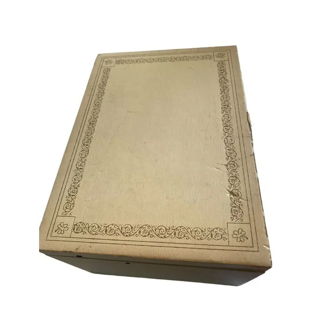 Vintage Cream Jewelry Box Red Velvet Lining 4 Tier Mirrored